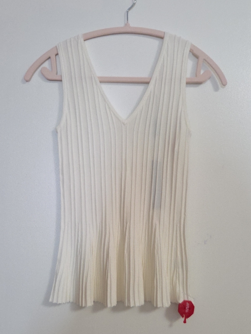 Elie Tahari White Ribbed V-Neck Sleeveless Top XS NWT